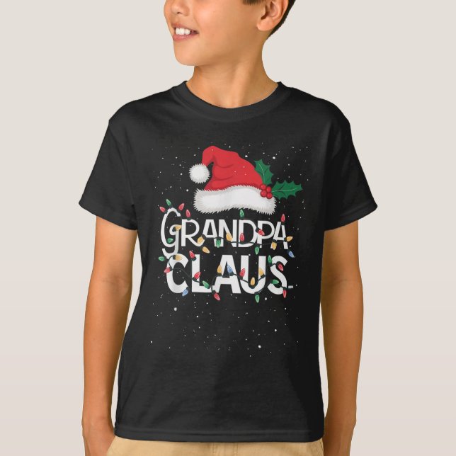 Grandpa Claus Christmas Lights Pajama Family Match T-Shirt (Front)