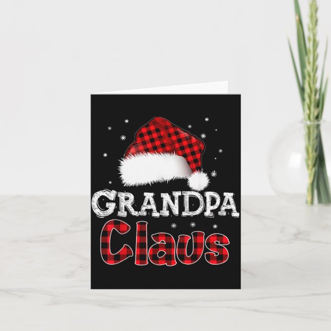 Grandpa Claus Christmas Red Plaid Pajama Family Ma Card (Front)