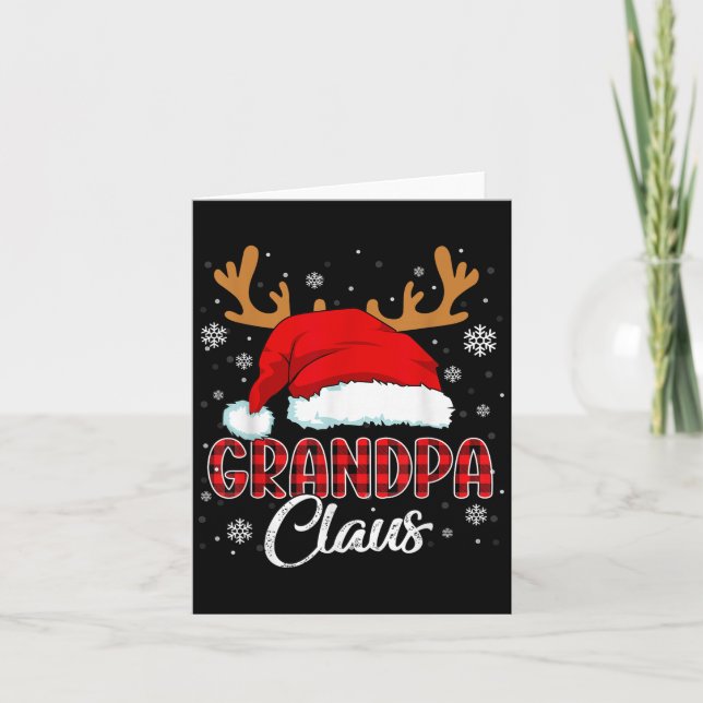 Grandpa Claus Santa Hat Christmas Red Plaid Matchi Card (Front)