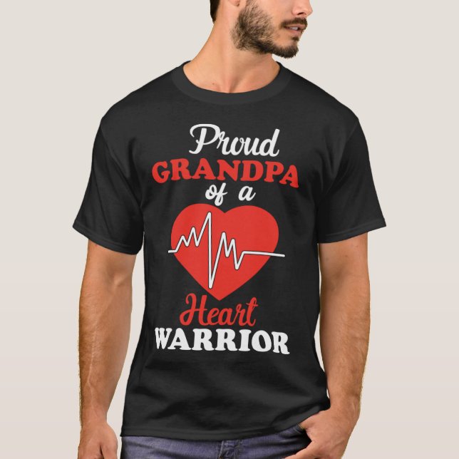 Grandpa Congenital Heart Defect Warrior CHD Awaren T-Shirt (Front)