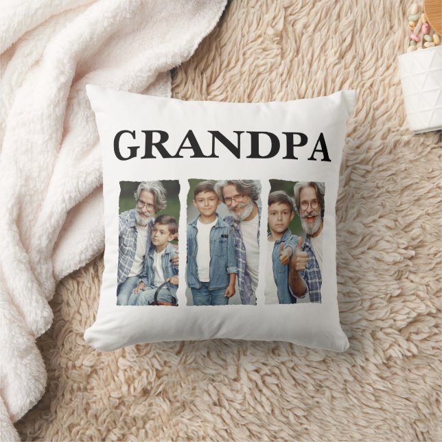 Grandpa Custom Photo Collage Cushion (Blanket)