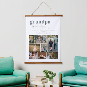 Grandpa Definition 8 Photo Collage Hanging Tapestry
