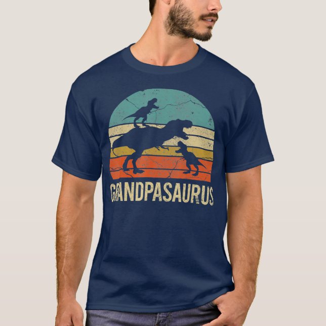 Grandpa Dinosaur Dad Gift Funny Grandpasaurus 2 T-Shirt (Front)