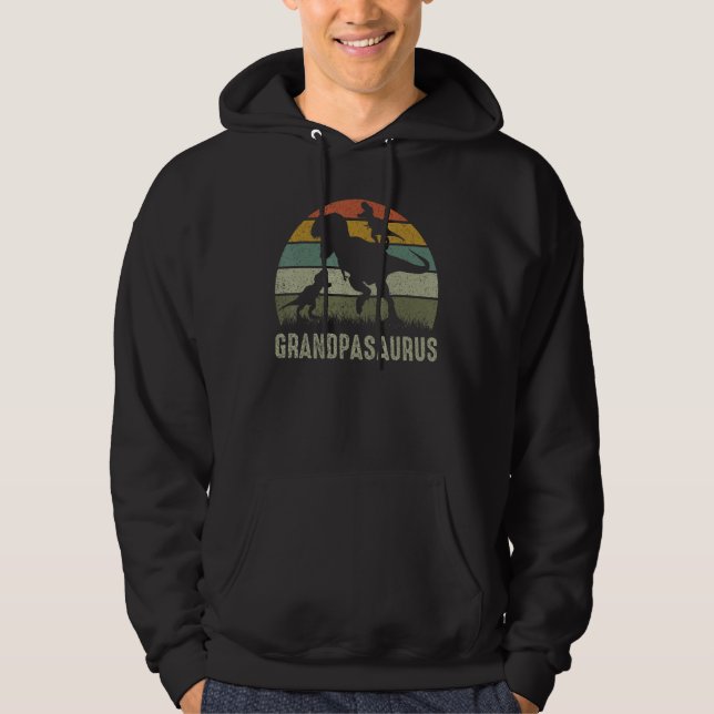 Grandpa Dinosaur Rex Grandpasaurus 2 Kids Family M Hoodie (Front)