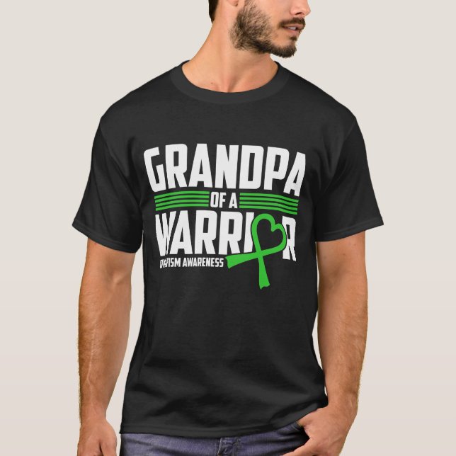 Grandpa Dwarfism Awareness Green Ribbon Little Peo T-Shirt (Front)