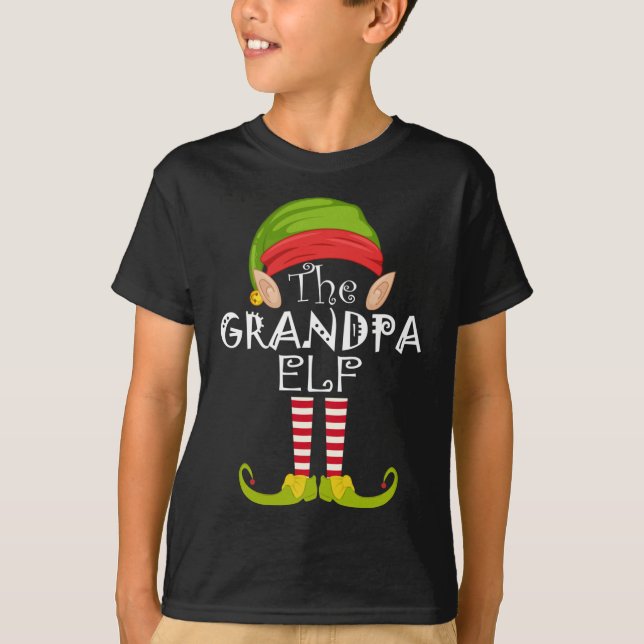 Grandpa Elf Family Matching Christmas Gift T-Shirt (Front)