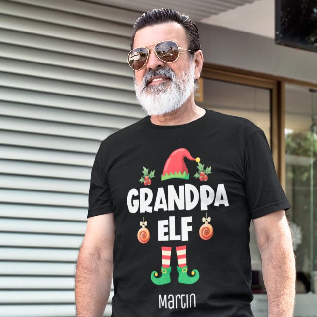 Grandpa elf family matching christmas outfit name T-Shirt (Creator Uploaded)