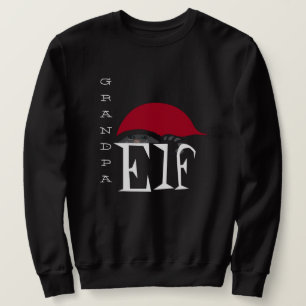 Grandpa Elf Holiday Christmas Cat Black White Sweatshirt