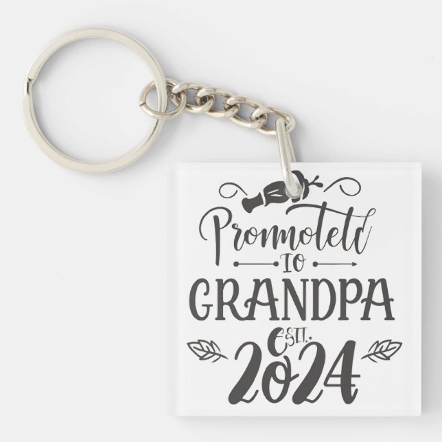 grandpa est 2024, Promoted To Grandpa Est. 2024  Key Ring (Front)