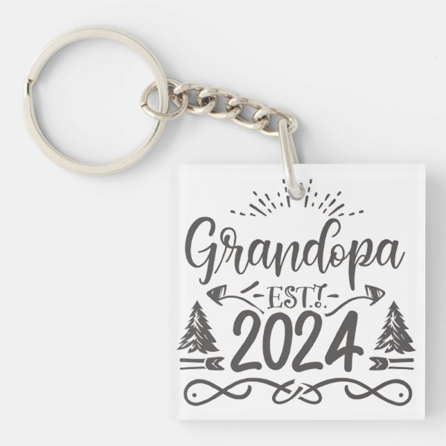 grandpa est 2024, Promoted To Grandpa Est. 2024  Key Ring (Front)