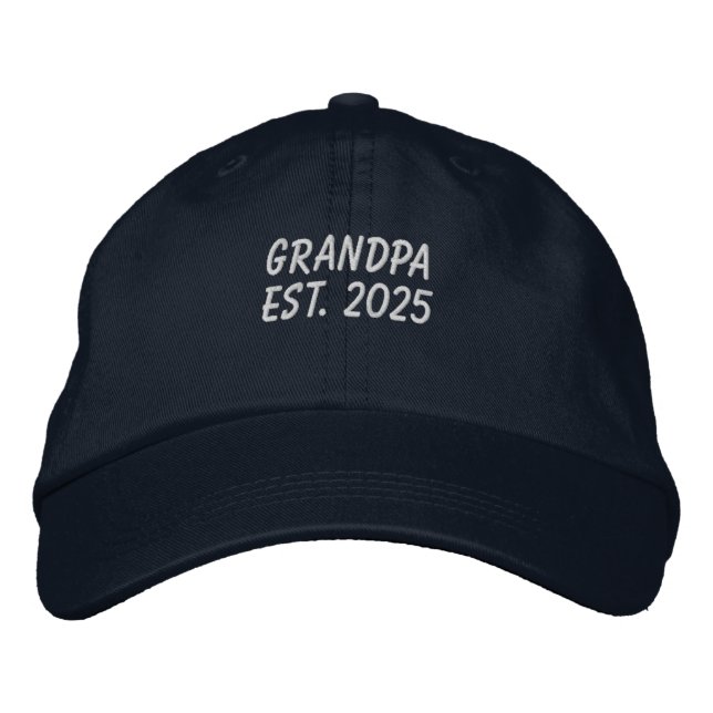 Grandpa Est 2025 Embroidered Baseball Cap (Front)