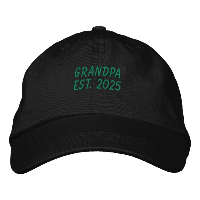 Grandpa Est. 2025 Embroidered Baseball Cap (Front)
