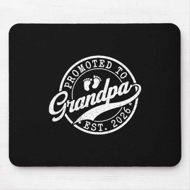 Grandpa Est 2026 Announcement Promoted To Grandpa  Mouse Mat (Front)