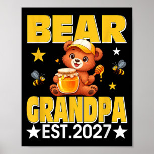 Grandpa Est 2027 Floral Bow Tie Mothers Day Bear Poster