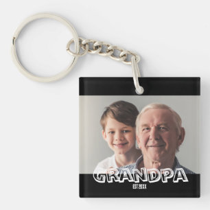 Grandpa Est Custom Photo Gift Granddad Keepsake Key Ring