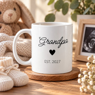 Grandpa Est. First Time Grandpa Gift Modern Heart Coffee Mug