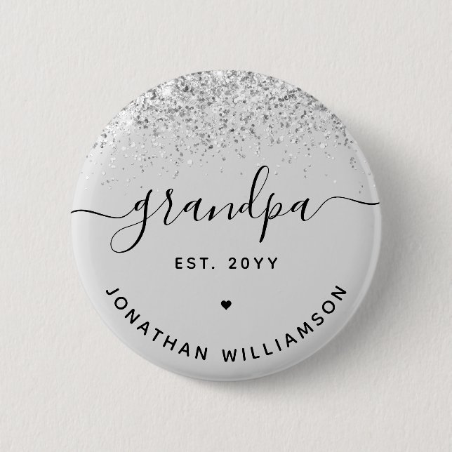 Grandpa Est Glitter Confetti Custom Grandpa Gifts 6 Cm Round Badge (Front)