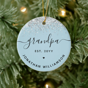 Grandpa Est Glitter Confetti Custom Grandpa Gifts Ceramic Tree Decoration