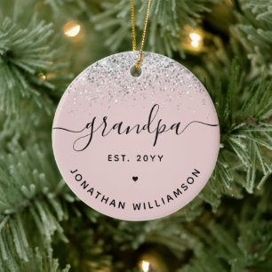 Grandpa Est Glitter Confetti Custom Grandpa Gifts Ceramic Tree Decoration