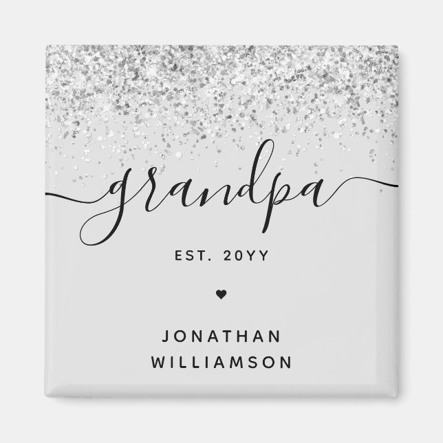 Grandpa Est Glitter Confetti Custom Grandpa Gifts Magnet (Front)
