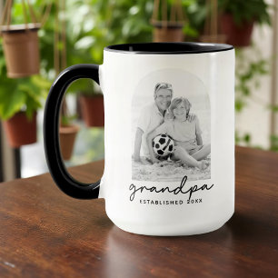 Grandpa Established 20XX Modern Simple Photo Mug
