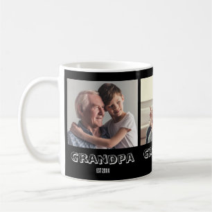 Grandpa Established 3 Photo Grandfather Keepsake Coffee Mug