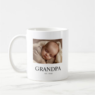 Grandpa Established Black White Modern Photo  Coffee Mug