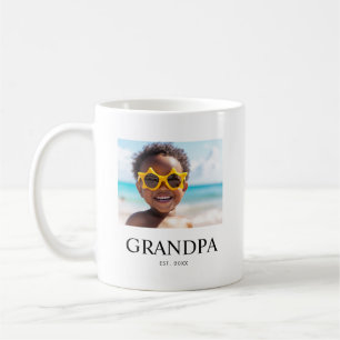 Grandpa Established Black White Modern Photo  Coffee Mug