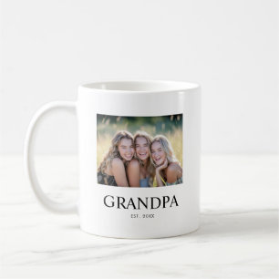 Grandpa Established Black White Modern Photo Coffee Mug