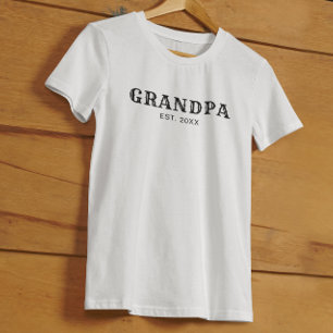 Grandpa Established Bold Black Typography T-Shirt