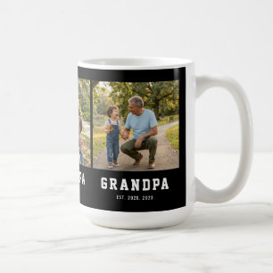 Grandpa Established Bold Modern Black 3 Photo Coffee Mug