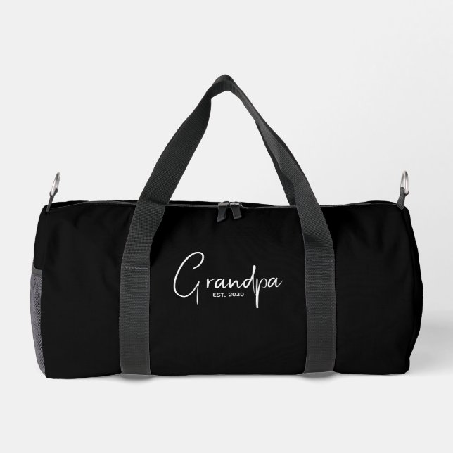 Grandpa Established Gift Black Duffle Bag (Back)