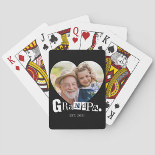 Grandpa Established Grandad Heart Photo Gift Playing Cards