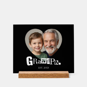 Grandpa Established Grandfather Photo Gift Acrylic Sign