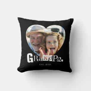 Grandpa Established Grandfather Photo Gift Cushion