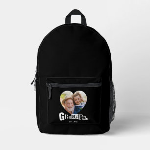 Grandpa Established Heart Grandad Photo Gift Printed Backpack