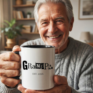 Grandpa Established Modern Bold Custom Year Mug