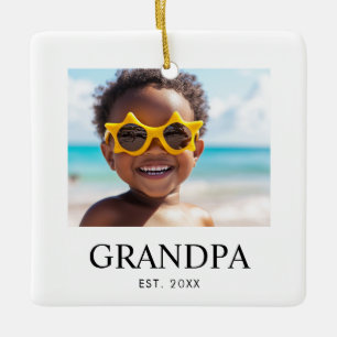 Grandpa Established Modern Photo Ceramic Ornament