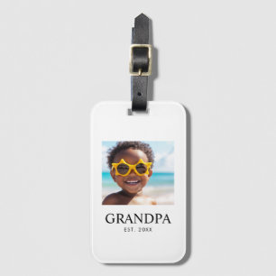 Grandpa Established Modern Photo Luggage Tag