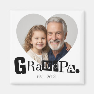 Grandpa Established Photo Gift For Grandfather Magnet