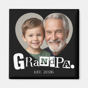 Grandpa Established Photo Gift For Grandfather Magnet