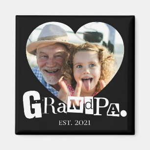 Grandpa Established Photo Gift For Grandfather Magnet