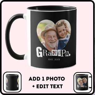 Grandpa Established Photo Gift For Grandfather Mug