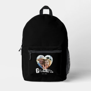 Grandpa Established Photo Gift For Grandfather Printed Backpack