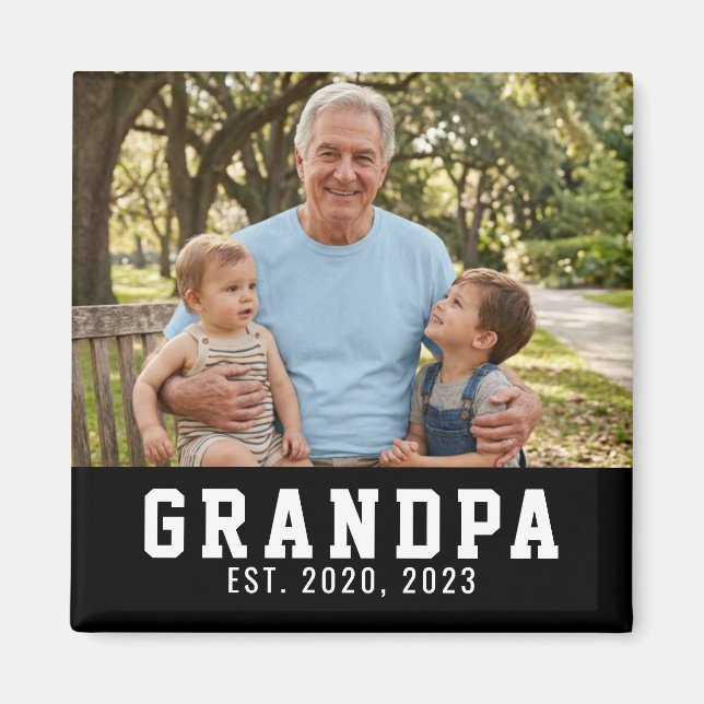 Grandpa Established Photo Gift  Magnet (Front)