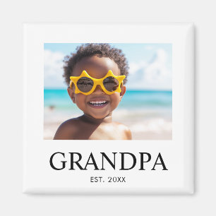 Grandpa Established Photo Gift  Magnet