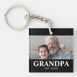Grandpa Established Photo Grandparents Day Key Ring