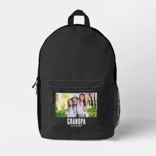 Grandpa Established Photo Grunge text Printed Backpack