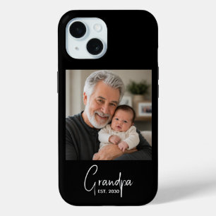 Grandpa Established Script Black Photo iPhone 15 Case