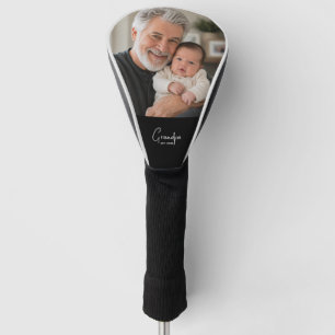 Grandpa Established Script Black Photo Golf Head Cover